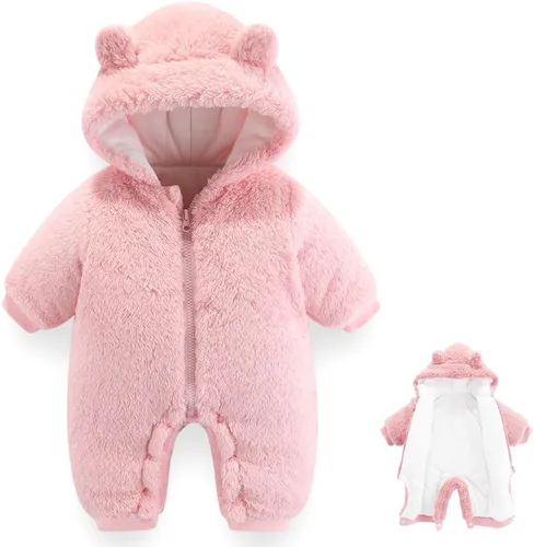 Vista 9 de AiWMGL Traje de oso para bebé recién nacido, traje de forro polar con capucha para invierno Azul