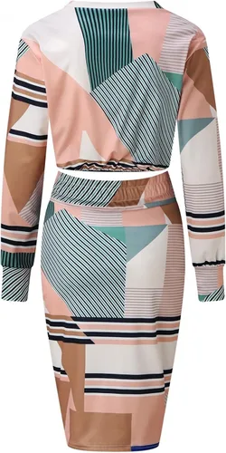 Vista 5 de Conjunto de 2 piezas para mujer, conjunto de falda corta de manga larga y falda tubo midi, conjunto de vestido formal para el trabajo y negocios