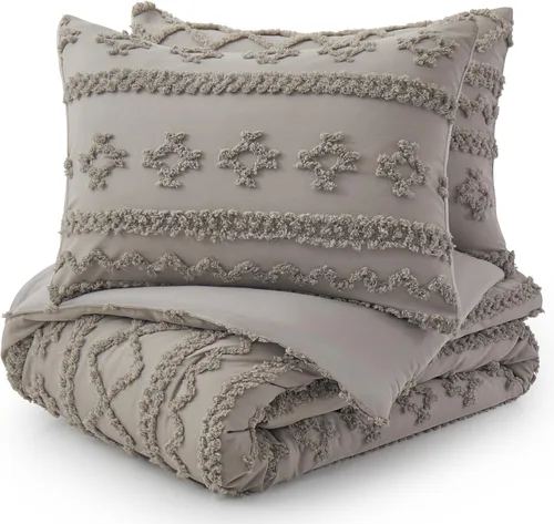 Vista 18 de Oli Anderson Juego de Edredón Beige Queen Acolchado Juego de Ropa de Cama Queen 3 Piezas, Edredón Boho Shabby Chic con 2 Fundas de Almohada