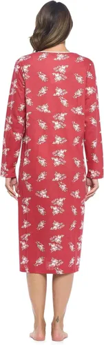 Vista 2 de Casual Nights Vestido de dormir floral de manga larga para mujer, camisón Henley de longitud completa Baya(Berry floral)
