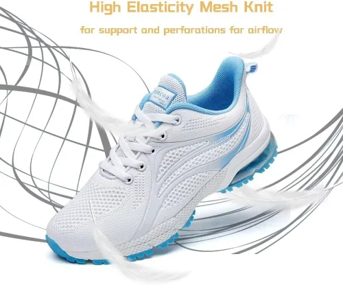Vista 5 de Womens Air Running Shoes Non Slip Tennis Walking Shoes Women Mesh Cushion Sneakers for Gym Workout Sports