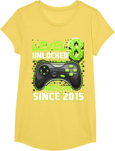 Vista 36 de Level 8 Unlocked Awesome 2015 Video Game 8th Birthday Boy T-Shirt, Negro