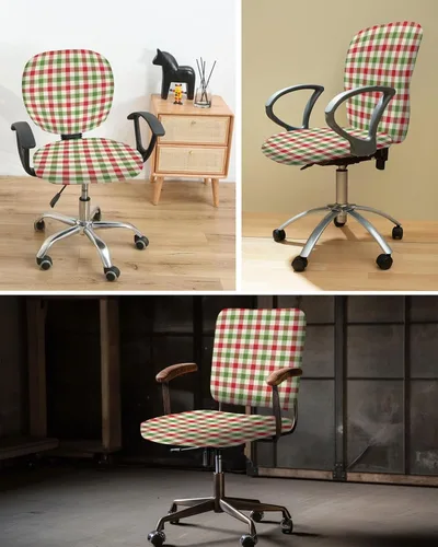 Vista 6 de Juego de 2 fundas elásticas para sillas de oficina y computadora, fundas elásticas para asiento de silla giratoria de escritorio, fundas protectoras