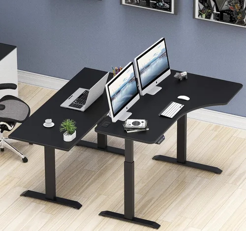 Vista 8 de SHW escritorio eléctrico ajustable para computadora, grande, de 55 pulgadas