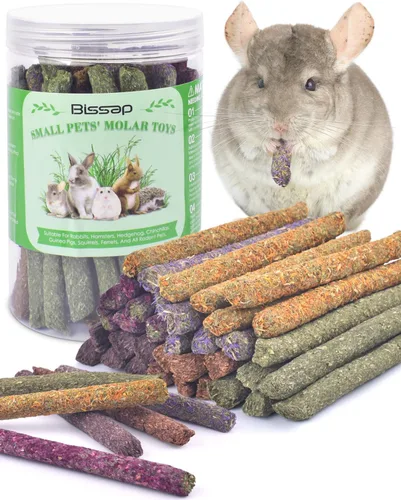 Vista 8 de Bissap 36 palitos masticables de conejo, mezcla natural de Timothy, heno, avena, zanahoria, conejito, juguetes masticables y golosinas para conejos