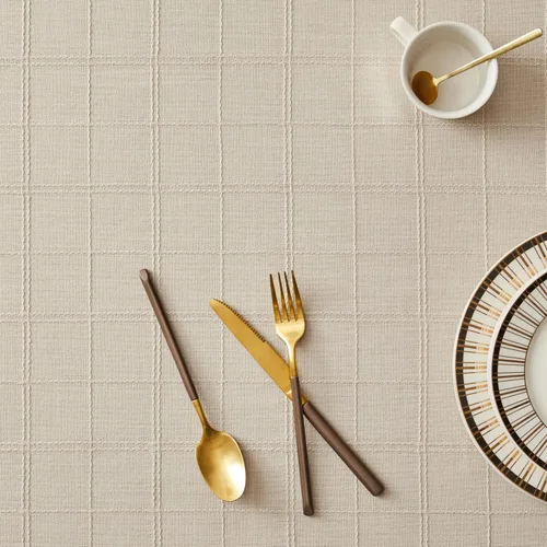 Vista 5 de ZeeMart Mantel (beige, redondo de 52 pulgadas)