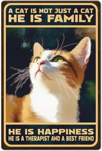 Vista 10 de 1 letrero de metal vintage de 8 x 12 pulgadas con diseño de gato retro con texto en inglés "Reading Because Murder is Wrong", póster