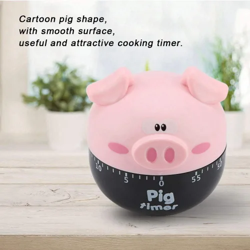 Vista 5 de Temporizador de cocina con diseño de cerdo de dibujos animados, contadores mecánicos para herramienta de sincronización de cocción, temporizador