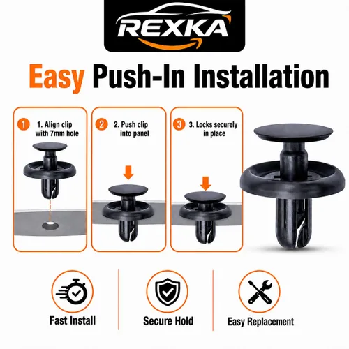 Vista 6 de Rexka 20 piezas de protector contra salpicaduras de motor Fender Liner tapa de maletero debajo de la cubierta clip de retención estilo empuje