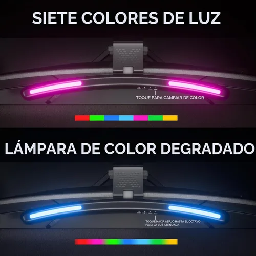 Vista 3 de Barra de luz para monitor curvada, retroiluminación RGB, lámpara