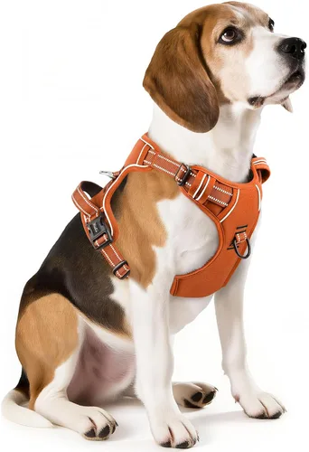 Vista 41 de HEELE Arnés para perro pequeño sin tirones con mango suave, arnés reflectante ajustable, color negro, XS Reflective Front Clip Vest with Control