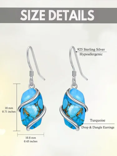 Vista 5 de Regalos para mujer, aretes de plata de ley 925 para mujer, delicados aretes colgantes de piedra ovalada, joyería fina, regalos para el día de San