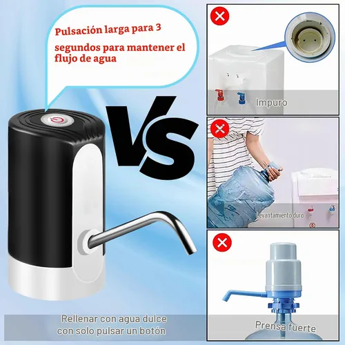 Vista 2 de Bomba de mesa de agua, bomba de agua eléctrica de portabilidad con cable de datos USB, bomba automática de botella de agua potable negra