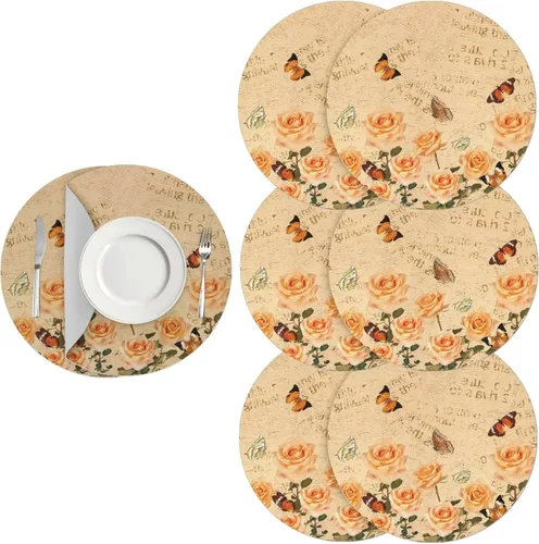 Vista 80 de Manteles individuales de cuero de girasol, lavables, redondos, impermeables y de fácil mantenimiento, decoración de cocina, accesorios de mesa
