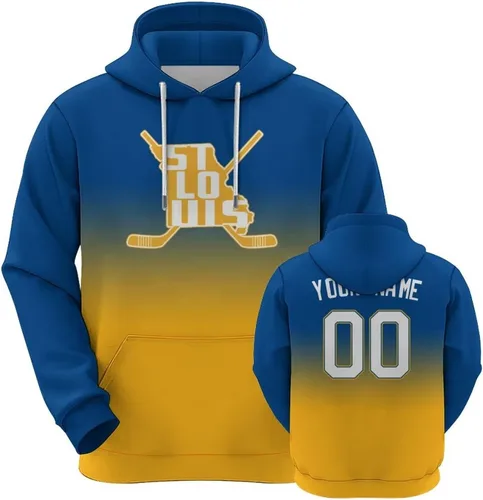 Vista 16 de Custom Hockey City Map Gradient Hoodies-Personalized Name Number Hooded Sweatshirts Hockey Fans Gifts for Men,Women,Youth