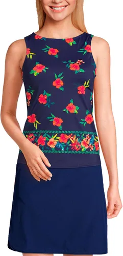 Vista 15 de Lands' End Top de Traje de Baño Tankini Modesto con Cuello Alto UPF 50 para Mujer Negro