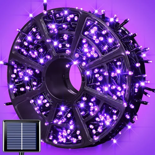 Vista 36 de JMEXSUSS - Paquete de 2, luces solares de Navidad cálidas y multicolor para exteriores, cada una con 100 LED, 10 metros, luces solares impermeables