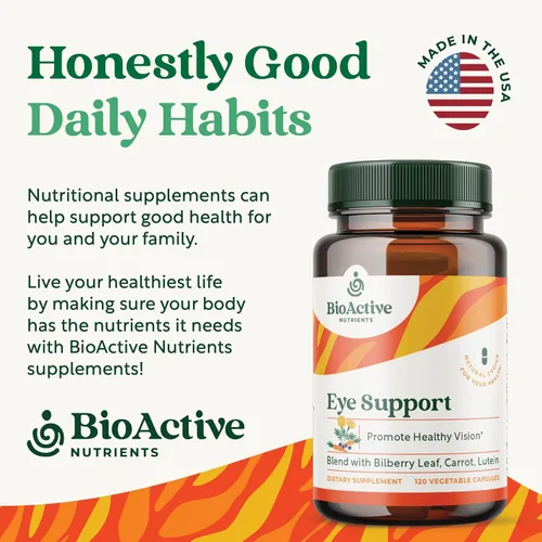 Vista 4 de BIOACTIVE NUTRIENTS Soporte ocular con luteína - Soporte para la salud general de los ojos - 120 cápsulas vegetales