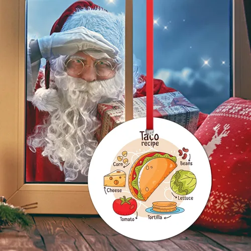 Vista 9 de Receta de tacos Adorno de Navidad Adorno colgante de tortilla Adorno de Navidad 2023 Regalo de Navidad Decoración de árbol de Navidad, adorno