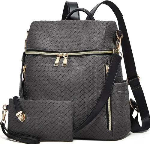 Vista 19 de Makes - Bolso tipo mochila para mujer, de piel sintética, bolso de viaje con diseño convertible a cartera, 12 pulg., Mochilas de viaje