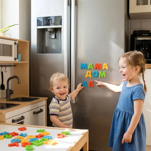 Vista 6 de BOHS Letras magnéticas del alfabeto ruso, juego en imanes de refrigerador, pizarra blanca, mesa, juguete educativo de aprendizaje para niños, 33