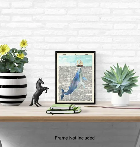 Vista 4 de Arte de Pared con Diccionario Náutico de Ballena - Foto de 8x10, Imagen - Océano, Mar, Playa, Decoración del Hogar, Decoración Shabby Chic - Regalo