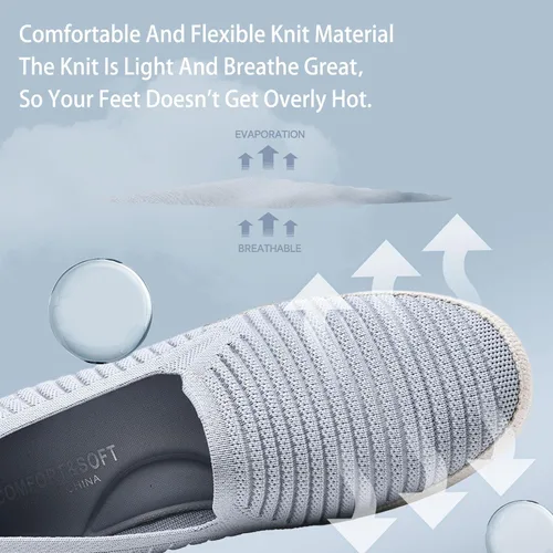 Vista 3 de Women Casual Slip on Walking Shoes Comfortable Knitted Hands Free Slip ins Sneakers with Arch Support Fashion Work Nurse Tennis Shoes