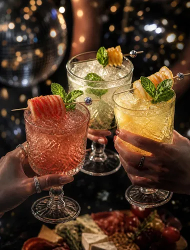 Vista 5 de 100 piezas de palillos de cóctel, palillos de dientes decorativos de bola de discoteca para aperitivos, pinchos de cóctel plateados para aperitivos
