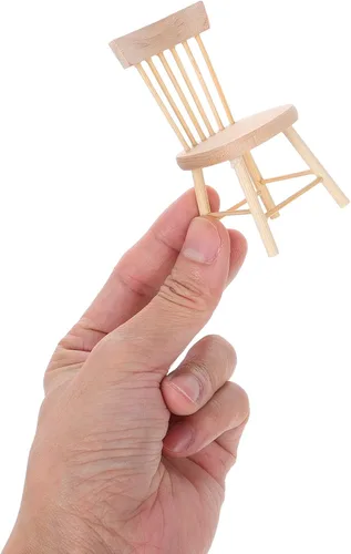 Vista 3 de Toyvian Sillas de casa de muñecas en miniatura, paquete de 2 accesorios de muebles pequeños de madera a escala 1/12, diseño ligero y estable