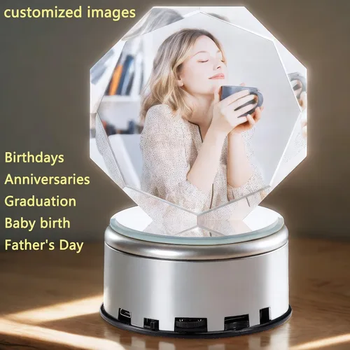 Vista 7 de Marco de fotos de color personalizado, regalos de fotos de cristal 3D personalizados con luz, marcos de fotos personalizados con foto, regalos