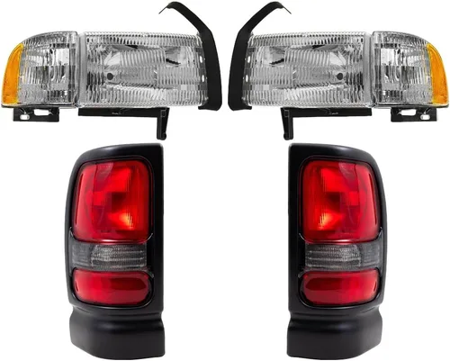 Vista 5 de EPIC LIGHTING Juego de faros delanteros de repuesto estilo OE para luces traseras de esquina, compatible con Dodge 94-02 Ram 1500 02 Ram 2500 3500