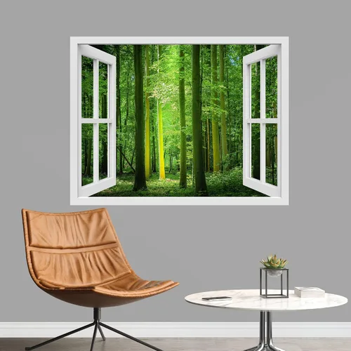 Vista 22 de IDEA4WALL Murales de pared para dormitorio, vista de ventana falsa, bosque, papel tapiz extraíble, calcomanías de pared para despegar y pegar, 24 x