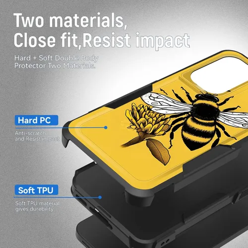 Vista 66 de Funda para Galaxy A14 5G, resistente de doble capa híbrida de policarbonato duro, goma suave, a prueba de golpes, funda protectora resistente