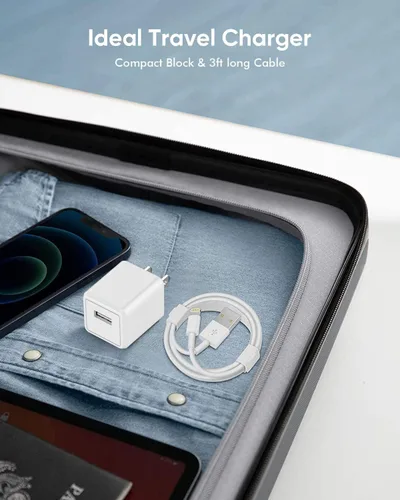 Vista 3 de Cargador para iPhone, [certificado Apple MFi] Paquete de 2 cables Lightning de carga rápida para iPhone, cable de sincronización de datos