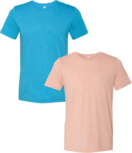 Vista 198 de Bella Canvas 3413c para hombre (1) Triblend verde + (1) Triblend rojo