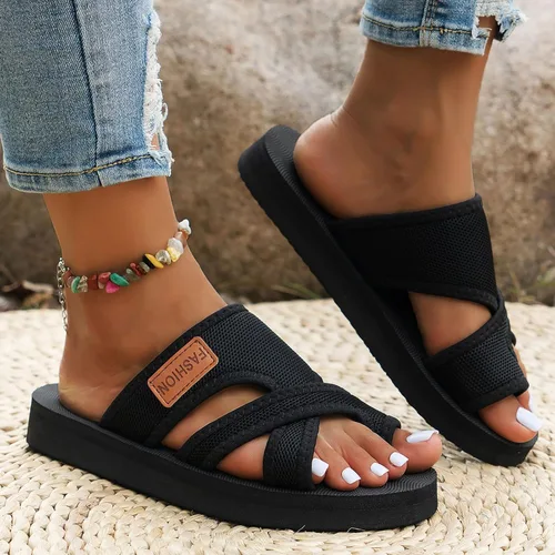 Vista 4 de Sandalias ortopédicas para mujer, cómodas sandalias de playa con soporte de arco transpirable de malla hueca para caminar