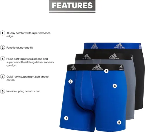 Vista 2 de adidas Men's Stretch Cotton 3-Pack Boxer Brief