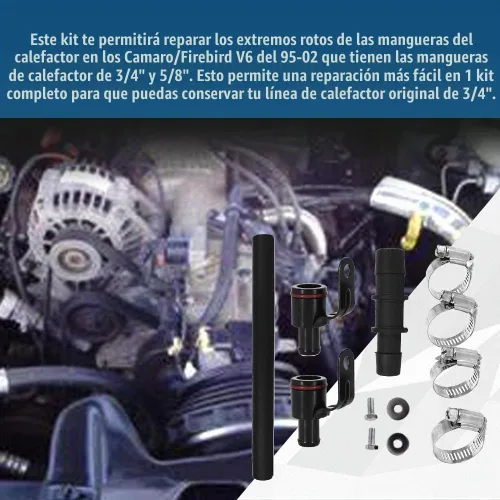 Vista 4 de Kit de reparación de manguera del calentador para Camaro Firebird V6 3.8L 1995-2002 con manguera adaptadora