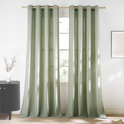Vista 60 de NICETOWN - Cortinas de lino angora para ventana de cocina sobre el fregadero, con ojales, lino grueso angora, tratamientos cortos para ventanas