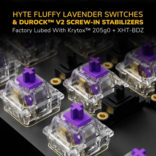 Vista 4 de Hyte Keeb TKL - Interfaz humana moderna - Teclado mecánico personalizable con cable de burbuja de cristal RGB sin llave - Interruptores lineales