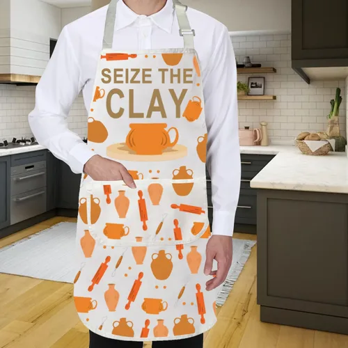 Vista 6 de Gzrlyf Seize The Clay Pottery - Delantal de cerámica para artistas, regalo para maestros y amantes de la cerámica