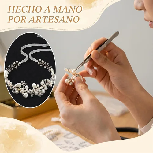 Vista 6 de Accesorio para el cabello de niña de las flores, accesorio para el cabello de boda para mujer, accesorios irregulares para el cabello de perlas