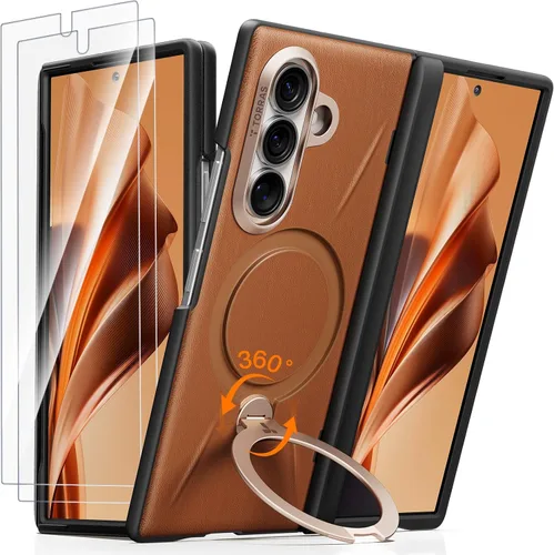 Vista 12 de TORRAS Q3 VegSkin - Funda de piel para iPhone 17 Pro, soporte magnético 360 Naranja quemado