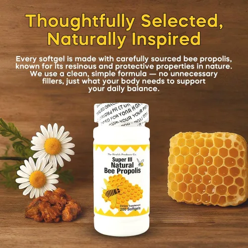 Vista 7 de Nu-Health Super III Natural Bee Propolis, Vitamina C Zinc, 200 cápsulas blandas