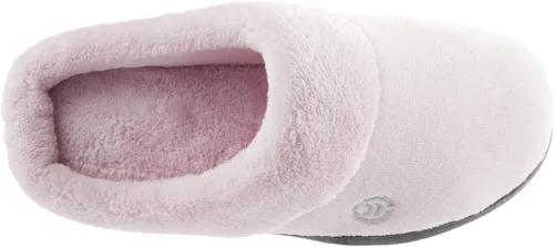 Vista 2 de isotoner Pantuflas de rizo con capucha para mujer con espuma viscoelástica suave, soporte de arco cómodo y suela para interiores y exteriores
