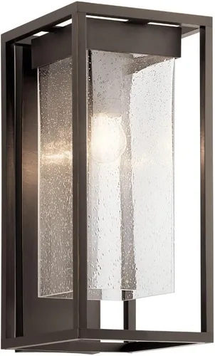 Vista 16 de Kichler Mercer 59060BSL - Lámpara de pared para exteriores de 12 pulgadas en color negro, aplique de pared exterior de 1 luz con vidrio transparente