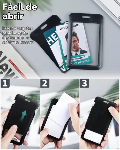 Vista 3 de Uniclife Cordón retráctil ajustable resistente para el cuello con carrete retráctil para insignias, hebilla de liberación rápida y longitud Negro