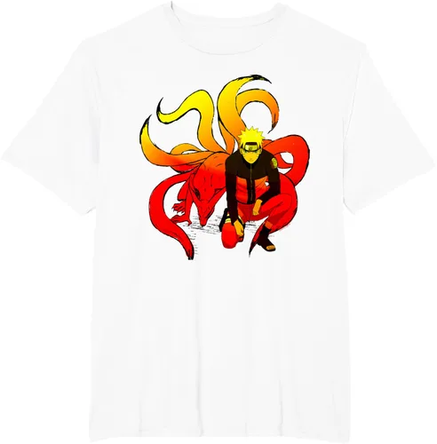 Vista 10 de Naruto Shippuden Naruto and 9 Tails - Camiseta de manga corta Negro