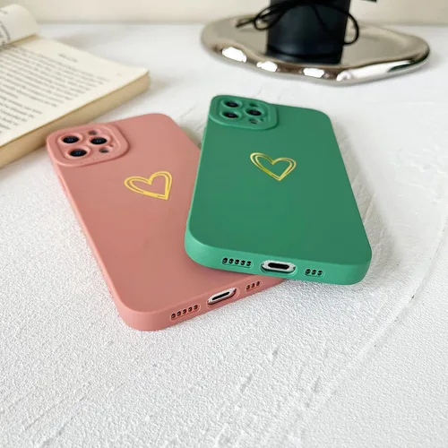 Vista 5 de Yeddabox Funda compatible con iPhone 12 Pro Max para mujer, funda bronceadora de lujo con forma de corazón, bonita funda de TPU suave a prueba