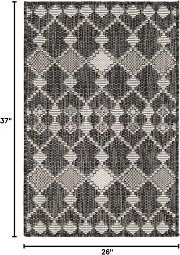 Vista 2 de Unique Loom Outdoor Trellis Collection - Alfombra de área - Traliccio (2 pies 2 pulgadas x 3 pies 1 pulgada, rectangular, carbón/marfil)